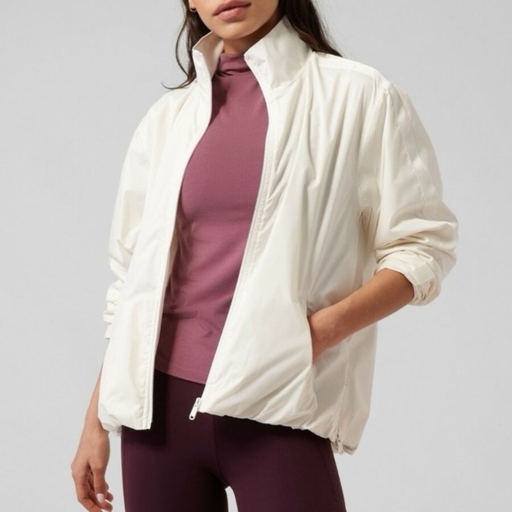 Athleta Sightseer Lace Jacket Magnolia Floral Lined in White | Women’s XL